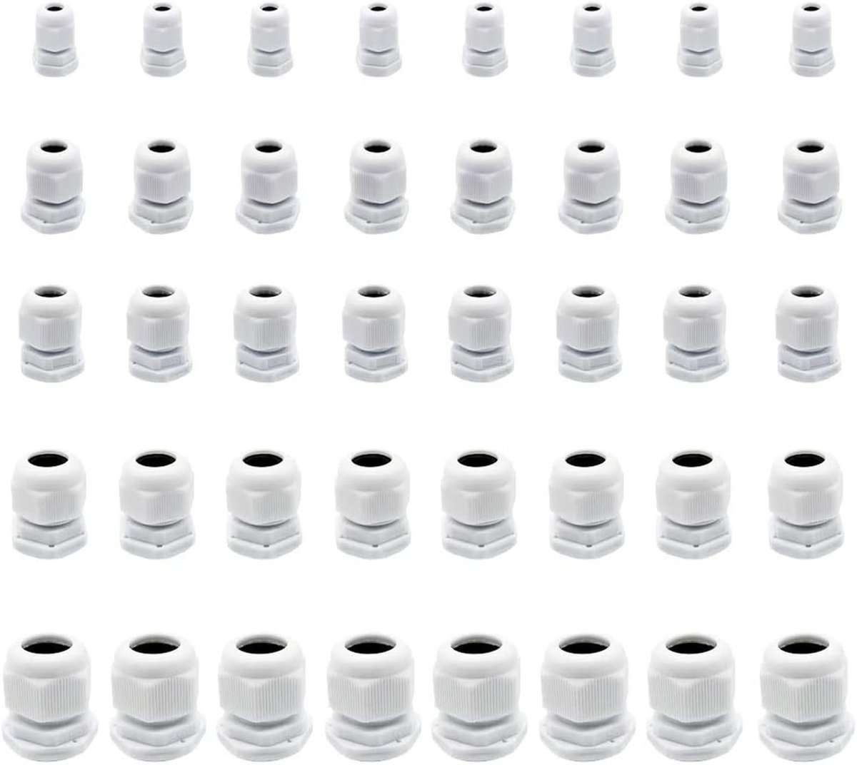 Complete Set van 40 Waterdichte Kabeldoorvoeren, Verstelbare Grommets van 3-15 mm voor M12, M16, M18, M20 en M25 Kabels