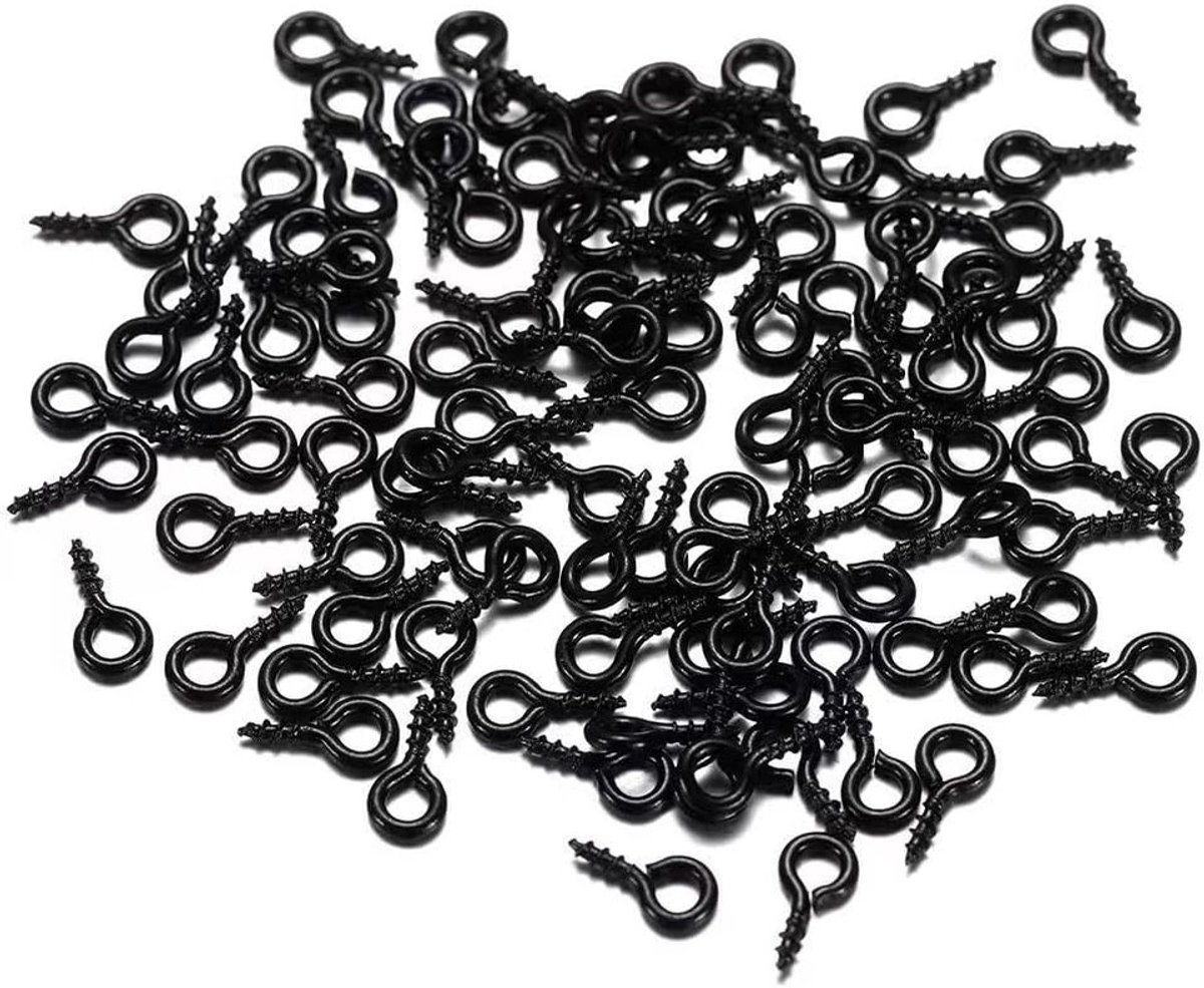 200 Stuks Gekleurde Lacquer Oogschroeven voor DIY Kunst en Ambachten, 5x10mm, Zwart, Ideaal voor Sieraden en Creatieve Projecten