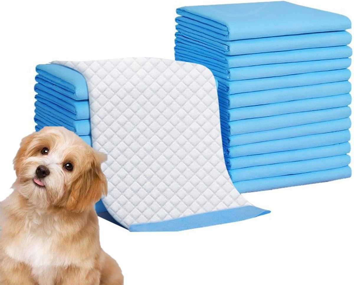 Puppy training pads met 5-laags lekbestendig ontwerp, snel drogend oppervlak, maat L, 40 stuks, 60 x 60 cm, ideaal voor zindelijkheidstraining en huisdierenverzorging