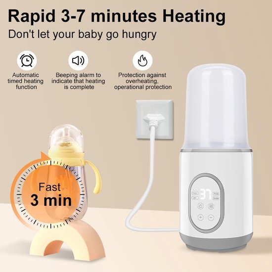 8-in-1 Flessenwarmer - snelle babyvoedingsverwarming, multifunctionele flesverwarmer voor moedermelk, ontdooien, verwarmen, warm houden, intelligente temperatuurregeling en automatische — afbeelding 3