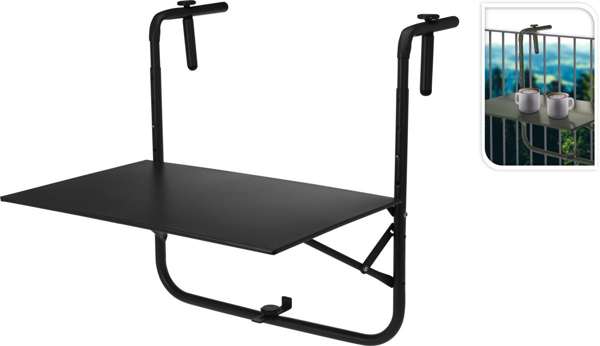In & Out Deco Balkontafel inklapbaar mat zwart 60 x 43 cm geheel metaal