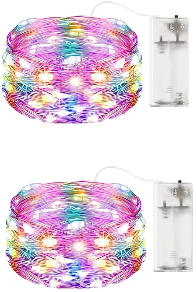 Dailygoods - Set van 2 LED Lichtslingers op Batterijen, Decoratieve Verlichting