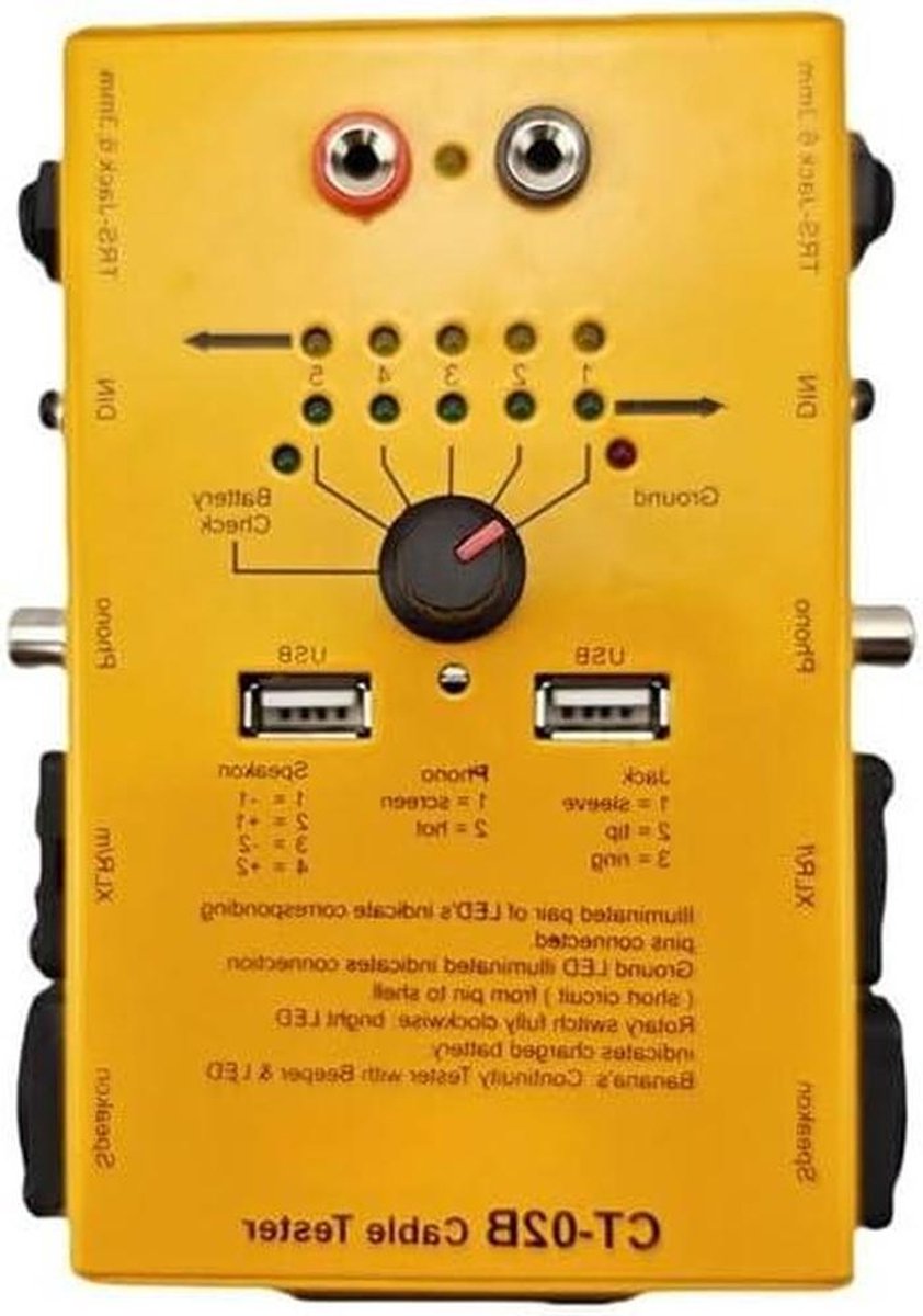 Kabeltester Audio - Signaal Tester - Signaal Controleren - Meerdere Connectoren - 3 stuks - Geel
