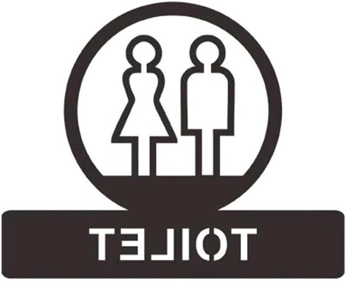 Toilet Deur Teken - Muur Sticker - Locatie Aangeven - Duidelijke Bewegwijzering - 20x16cm