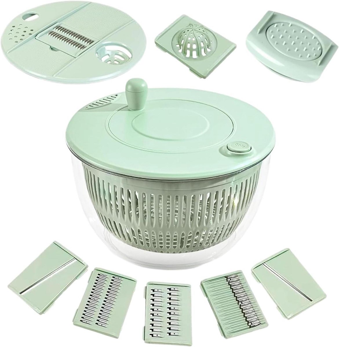 Slacentrifuge Keukenmachine Salade Bereiden Multifunctioneel Keukengereedschap 23.5 cm Groen