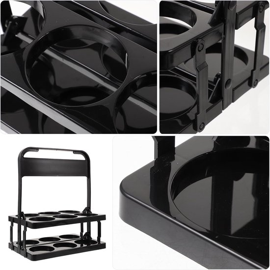 Fleshouder Sport - Flessenrek - Flessen Dragen - Opvouwbaar Ontwerp - 33x27x18cm - Zwart — afbeelding 3