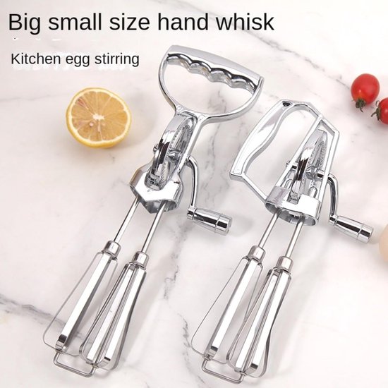 Eierklopper Set - Handmatige Mixer - Bakken Ingrediënten - Ergonomisch Handvat - Set van 2 - Zilver — afbeelding 2
