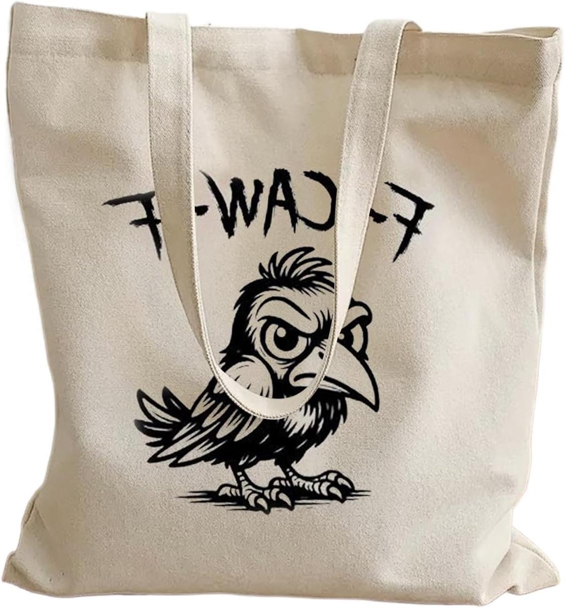 Canvas Shopper - Schoudertas - Dagelijks Gebruik - Kip Afbeelding - 35 x 20 x 3 cm - Wit
