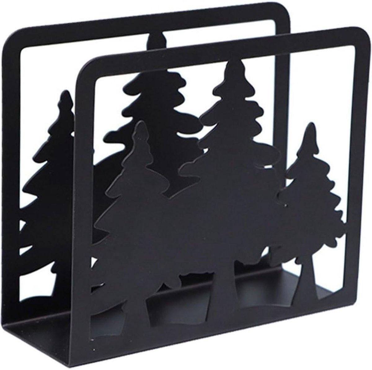 Servethouder Kerst - Papieren Organizer - Tafel Decoratie - Roestvrij Staal - 12 cm - Zwart