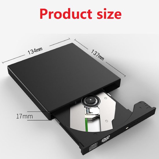 Externe DVD Drive - CD/DVD Speler - Films Kijken - Plug and Play - Compact Formaat - Zwart — afbeelding 3