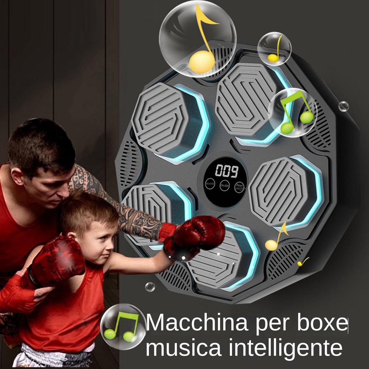 Intelligente Muziekbox - Boksdoel Machine - Fitness Training - LED Reactieverlichting - 40 cm Breed - Zwart