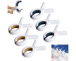 6 stuks - Knijpers - Handdoek clips - Antislip clips - Winddichte Handdoekclips - Sterke Clips voor Strand - Camping en Wasgoed - Blauw + Geel