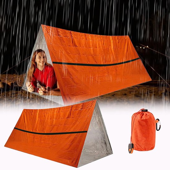 Survival Bivakzak - Nood Slaapzak - Outdoor Bescherming - Wind en Waterdicht - 245 x 157 cm - Zilver — afbeelding 2