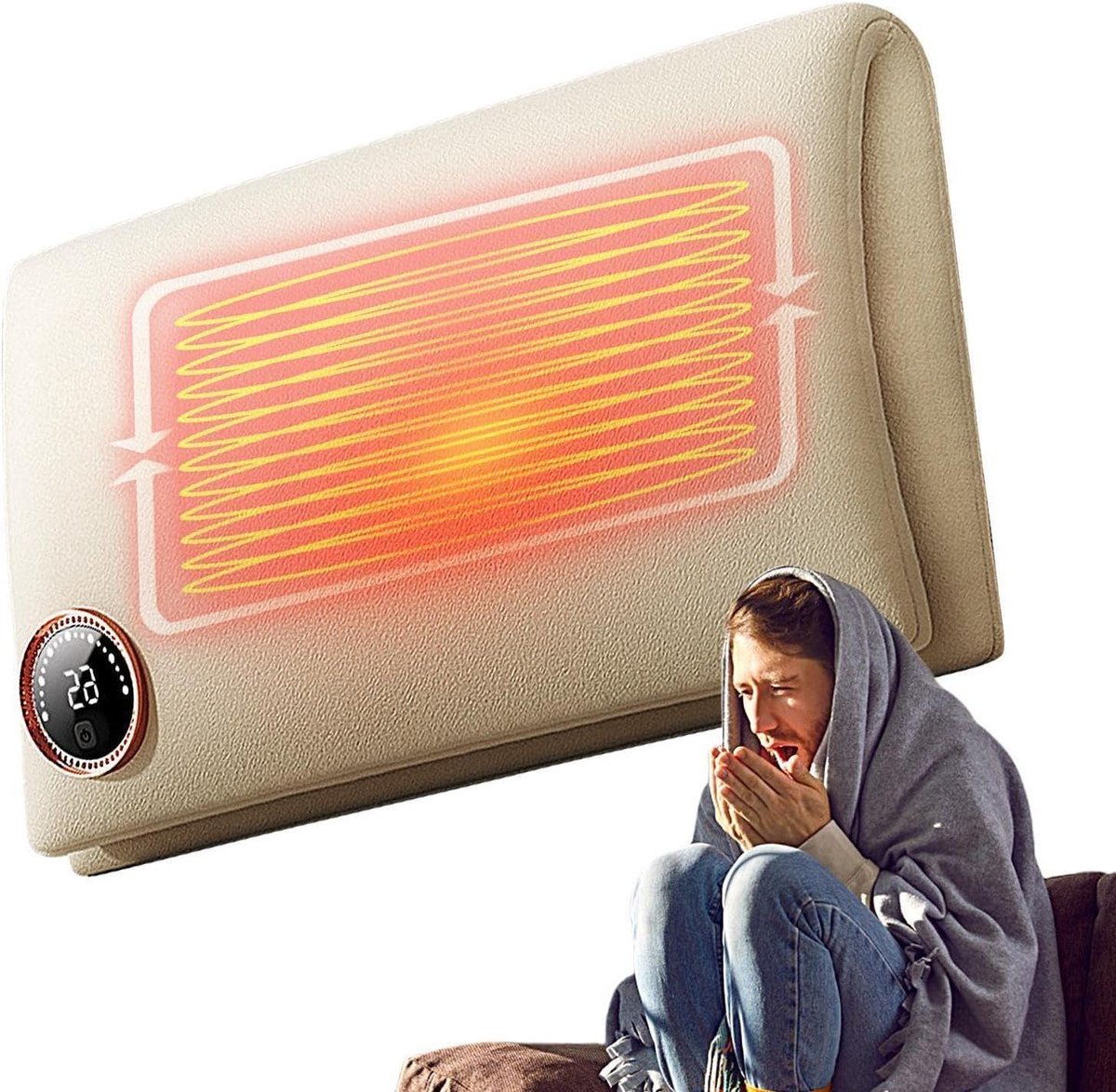 Verwarmde waterkruik - Elektrisch warmtekussen - Directe warmte - USB-aangedreven ontwerp - 19 x 37 cm - Grijs