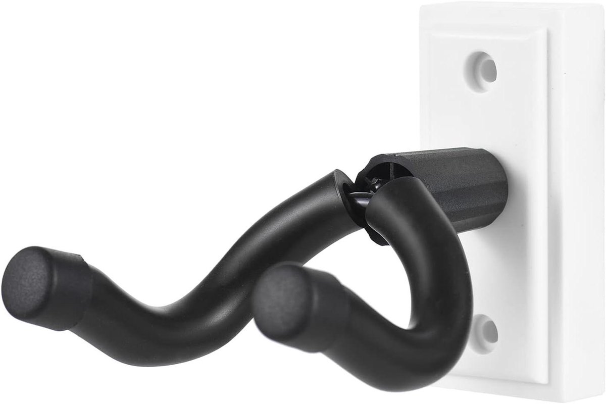 LAURAG Gitaarwandhouder, gitaar-wandhaak, solide, robuuste zwarte metalen houder, multifunctionele hanger voor alle maten akoestische elektrische basgitaren