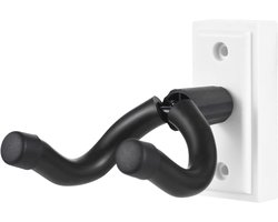 LAURAG Gitaarwandhouder, gitaar-wandhaak, solide, robuuste zwarte metalen houder, multifunctionele hanger voor alle maten akoestische elektrische basgitaren