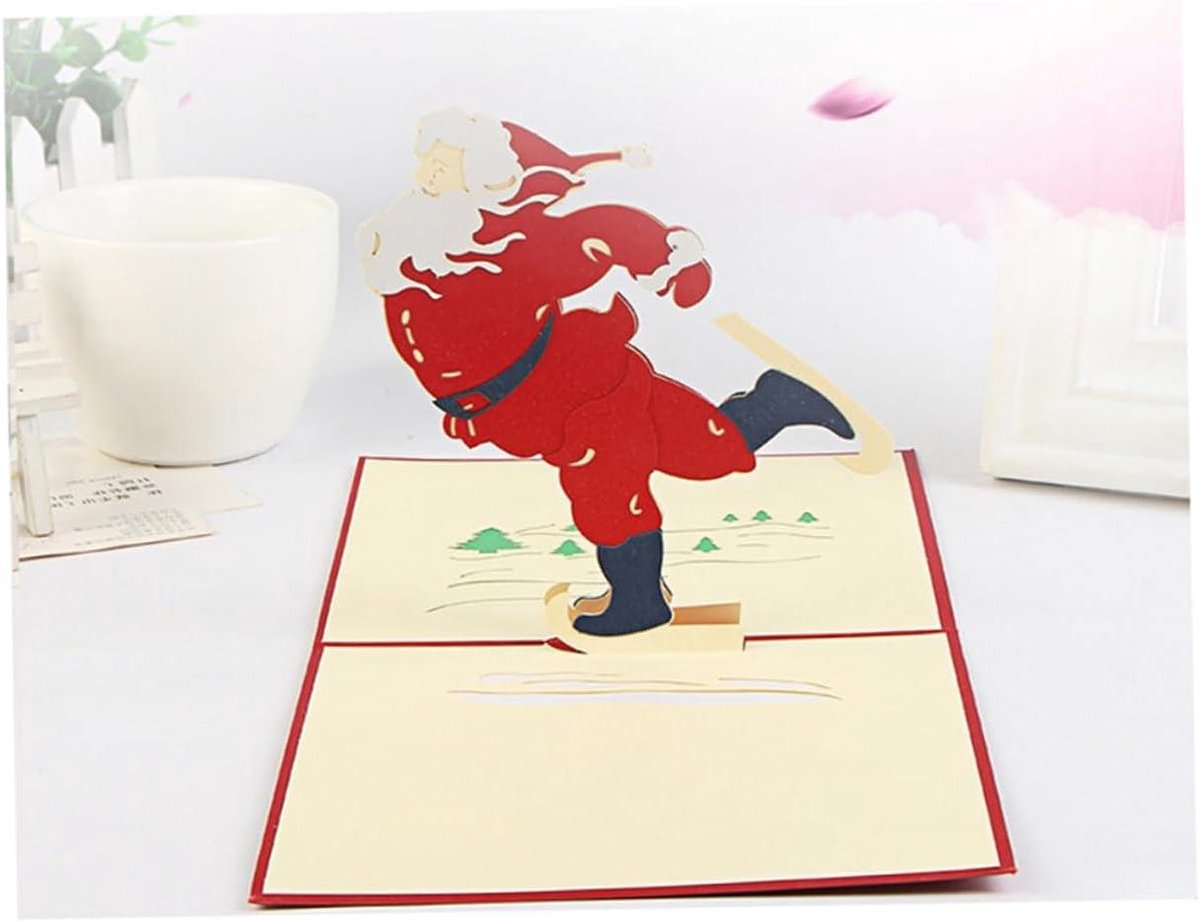 Kerstkaarten Set - Wenskaarten Pop-up - Kerstwensen Uiten - Handgemaakt Speciaal Papier - 15 x 15 x 3 cm - Multicolor