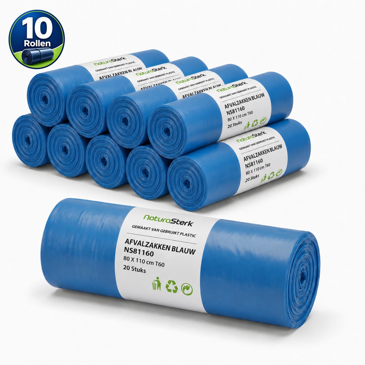 NaturaSterk Afvalzak Blauw 80x110 cm T60 10x20 Stuks