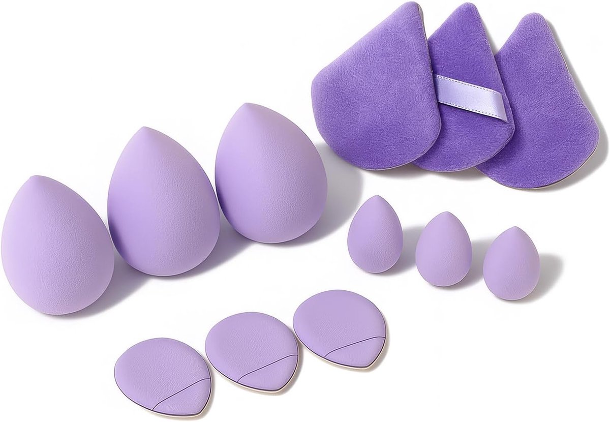 Set van 12 Make-up Sponzen voor Liquid, Foundation, Poeder en Crème - Perfect voor een Vlekkeloze Afwerking