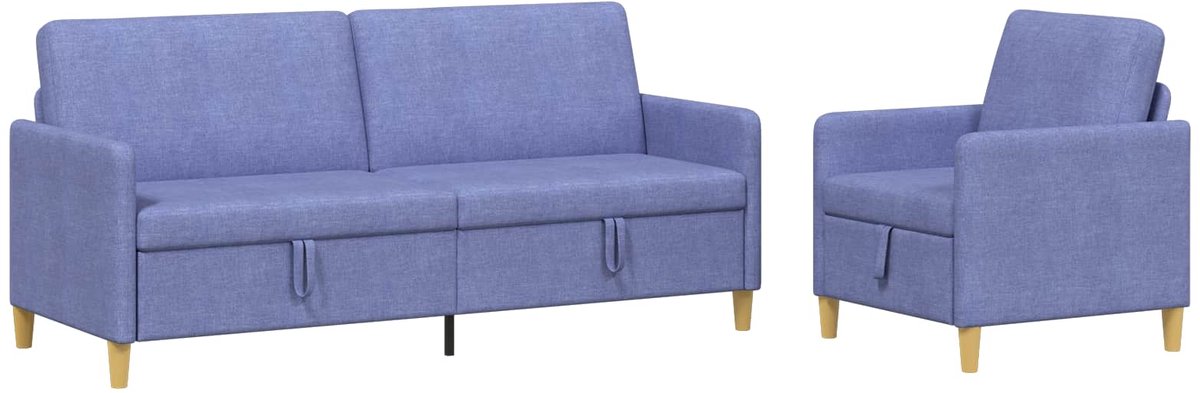 vidaXL - Sofa - Set - Met - Opslag - 2 - st - Jeans - Blauw - Polyester