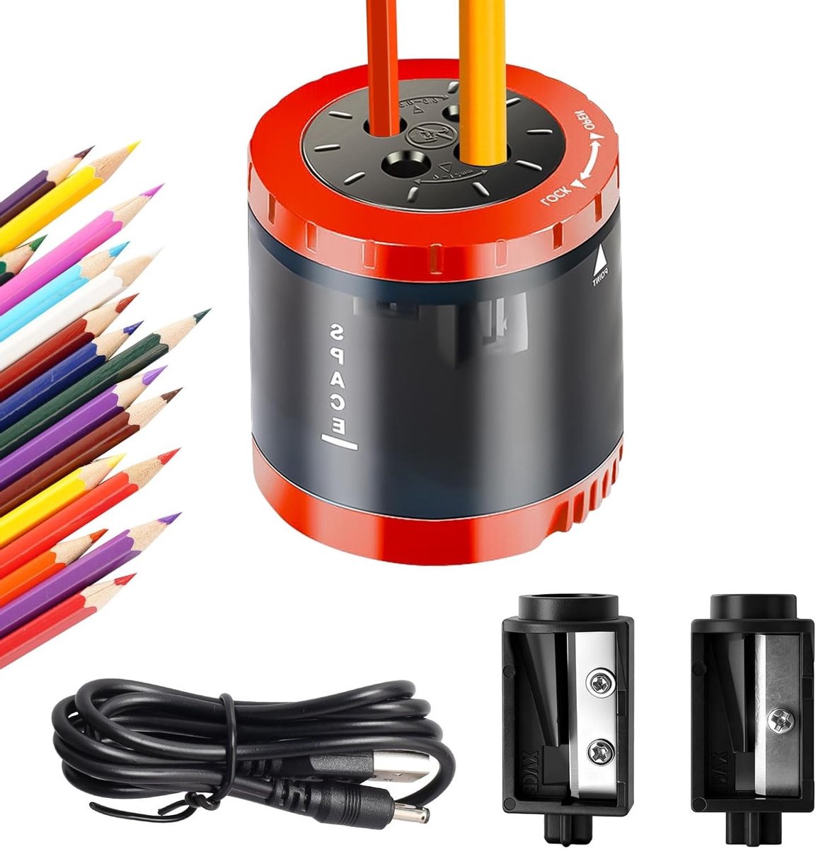 Elektrische Puntenslijper voor Kinderen met 4 Groottes, Automatische Puntenslijper voor Dikke en Dunne Potloden, Ideaal voor School en Thuisgebruik