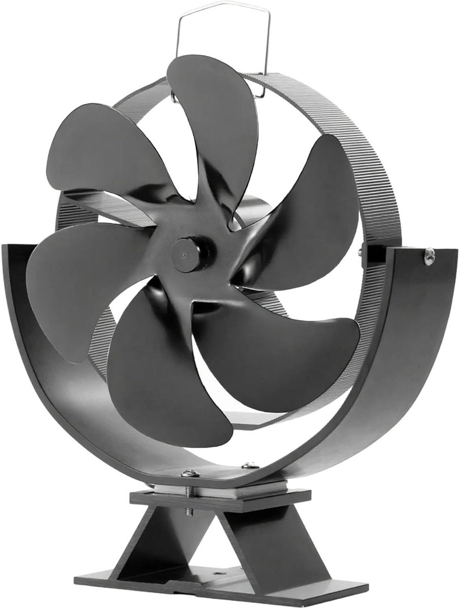 Haardventilator - Warmteverdeler - Efficiënte Verwarming - Stille Werking - 195x95x230mm - Zwart