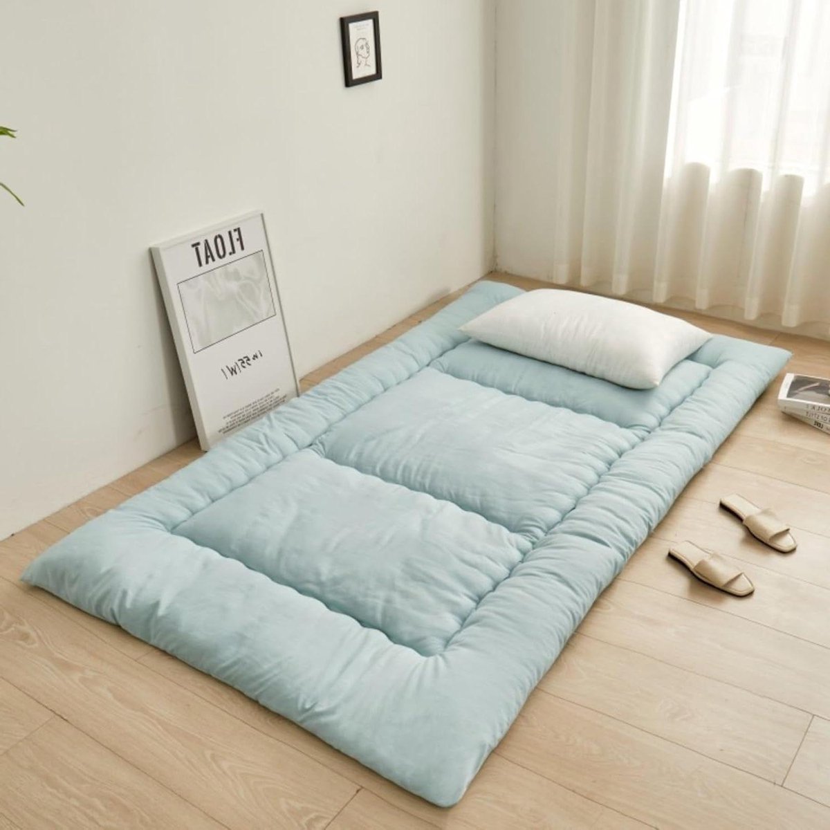 Dikke Futonmatras - Vloermatras Opvouwbaar - Comfortabel Slapen - Ademend en Zacht - 90 x 190 cm - Groen