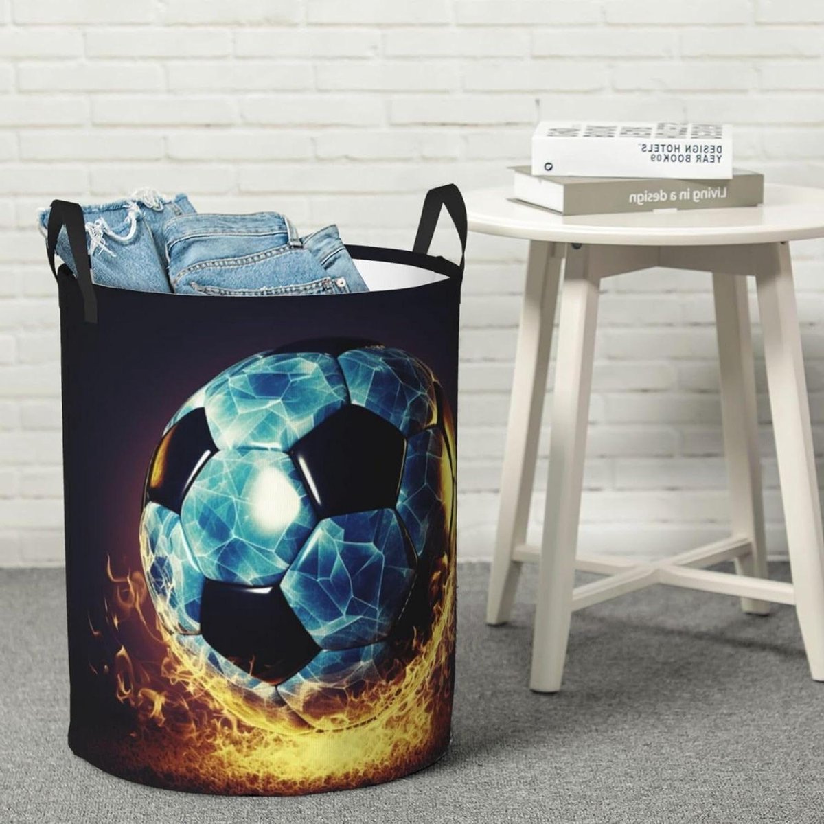 Ronde wasmand Opbergmand vuile kleding Kamer organiseren Opvouwbaar ontwerp 498 x 399 cm Zwart