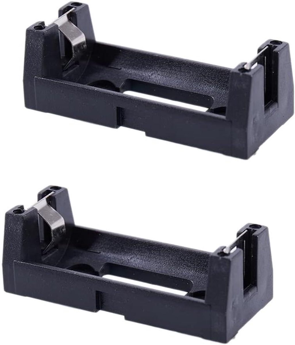 Batterijhouder - Cylindrische Cel - Apparaat Voeding - Plastic Constructie - 2 Stuks - Zwart