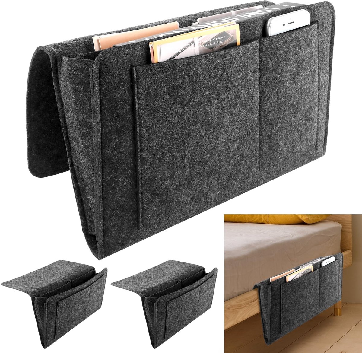 Dailygoods - 3-delige Bedtas om op te Hangen met 5 Vakken