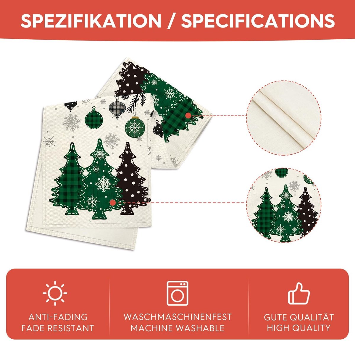 Dailygoods - Tafelloper met Groene Bomen voor Kerstdecoratie