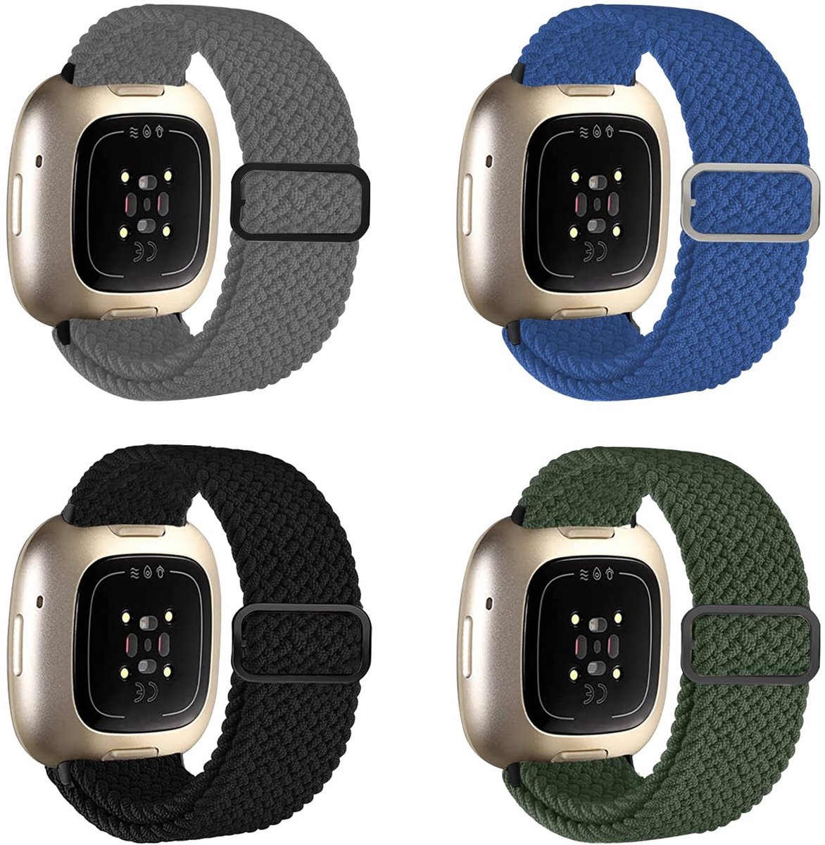Dailygoods - Set van 4 Verstelbare Sportbandjes voor Fitbit Versa 3/4/Sense
