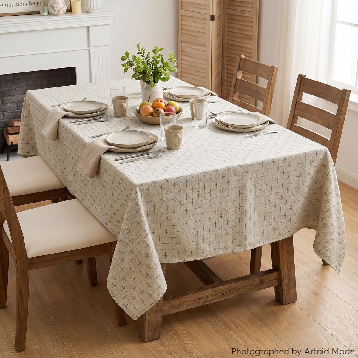 Dailygoods - Boho Beige Tafelkleed Rechthoekig 140 x 200 cm Vlekkenbestendig