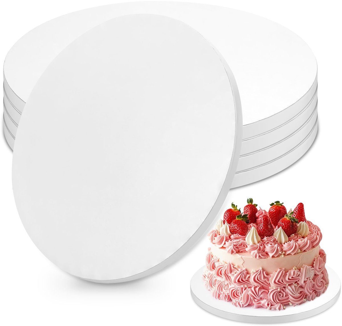 Dailygoods - 5 Stuks Taartbord 25 cm Rond, Herbruikbaar en Wit