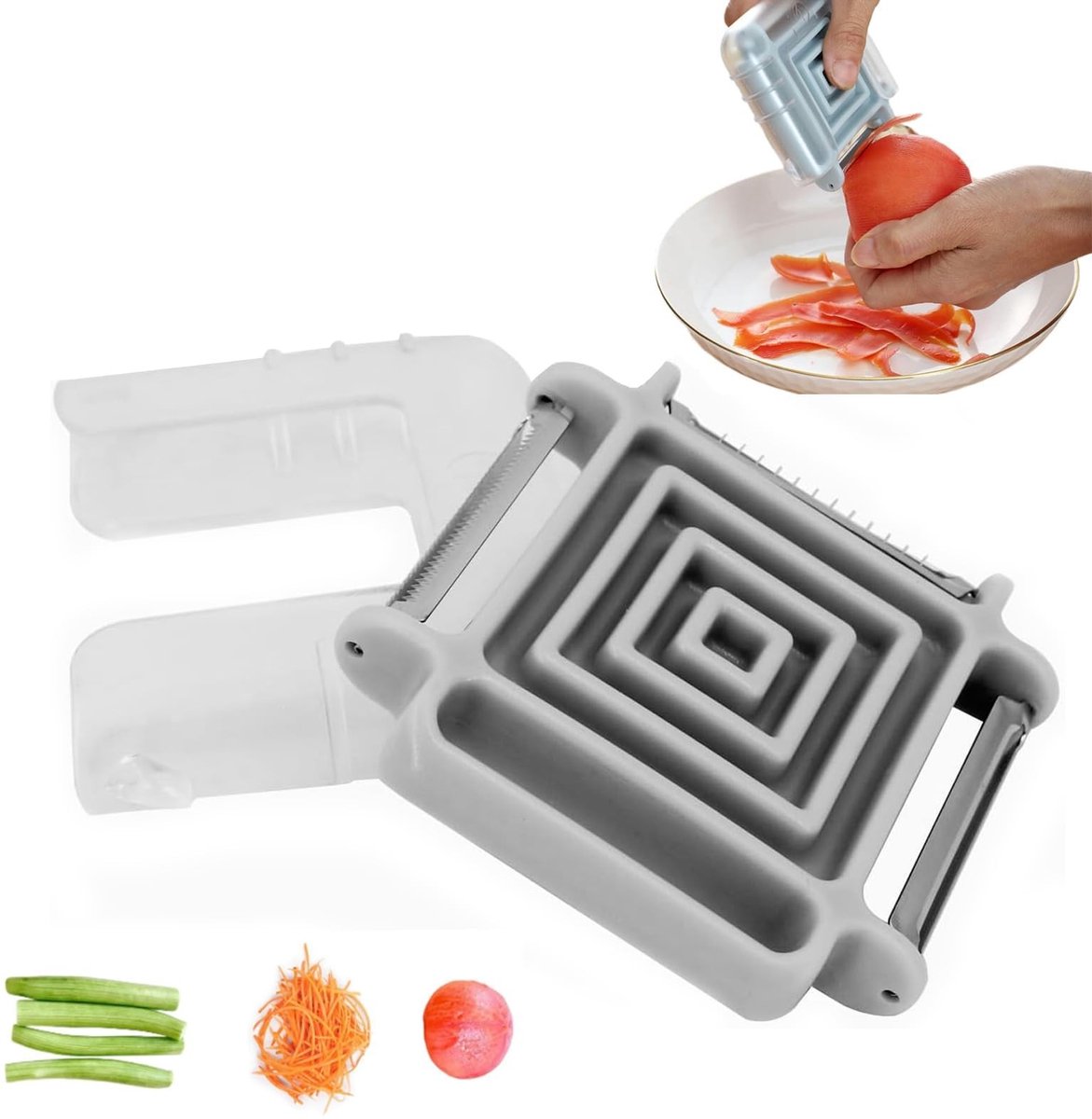 Dailygoods - 3-in-1 Dunschiller voor Aardappelen, Groenten en Fruit