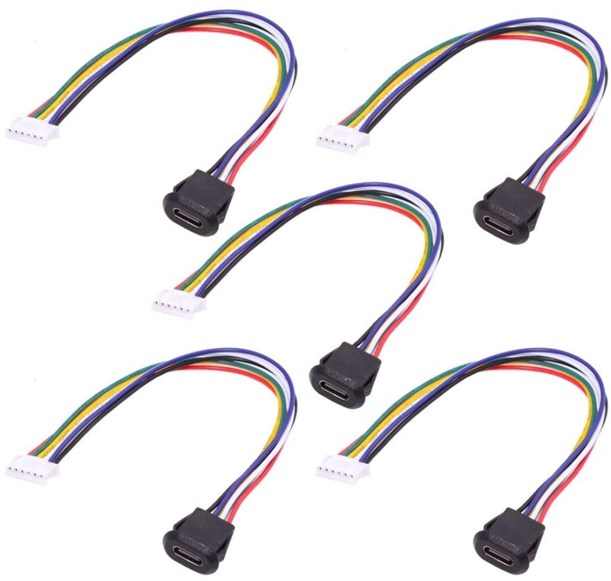 Dailygoods - Set van 5 6-Pins naar USB C Power Kabels