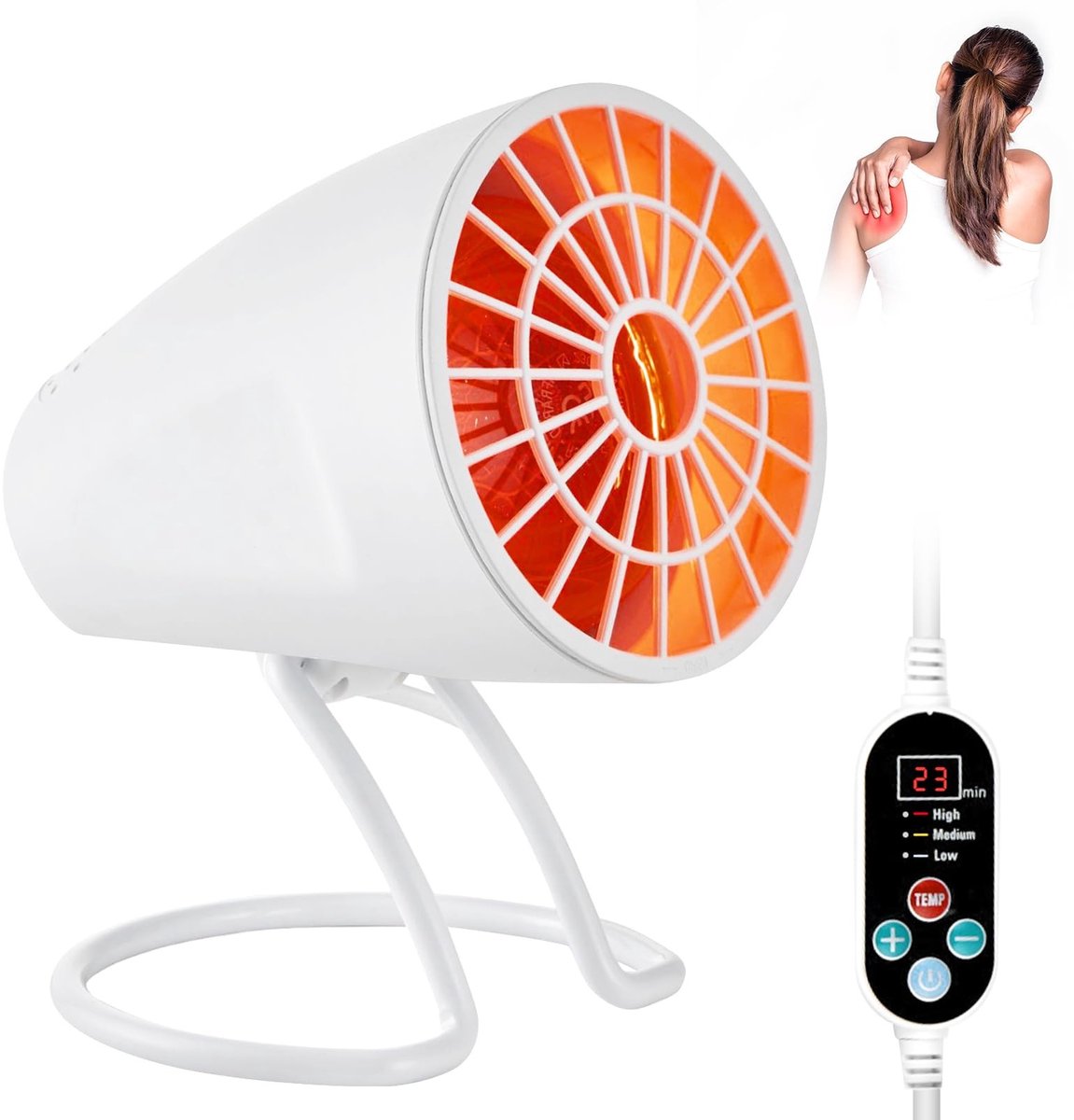 Dailygoods - Innovra - Dailygoods - Rode Infrarood Warmtelamp met Timer en Verstelbare Lampkop