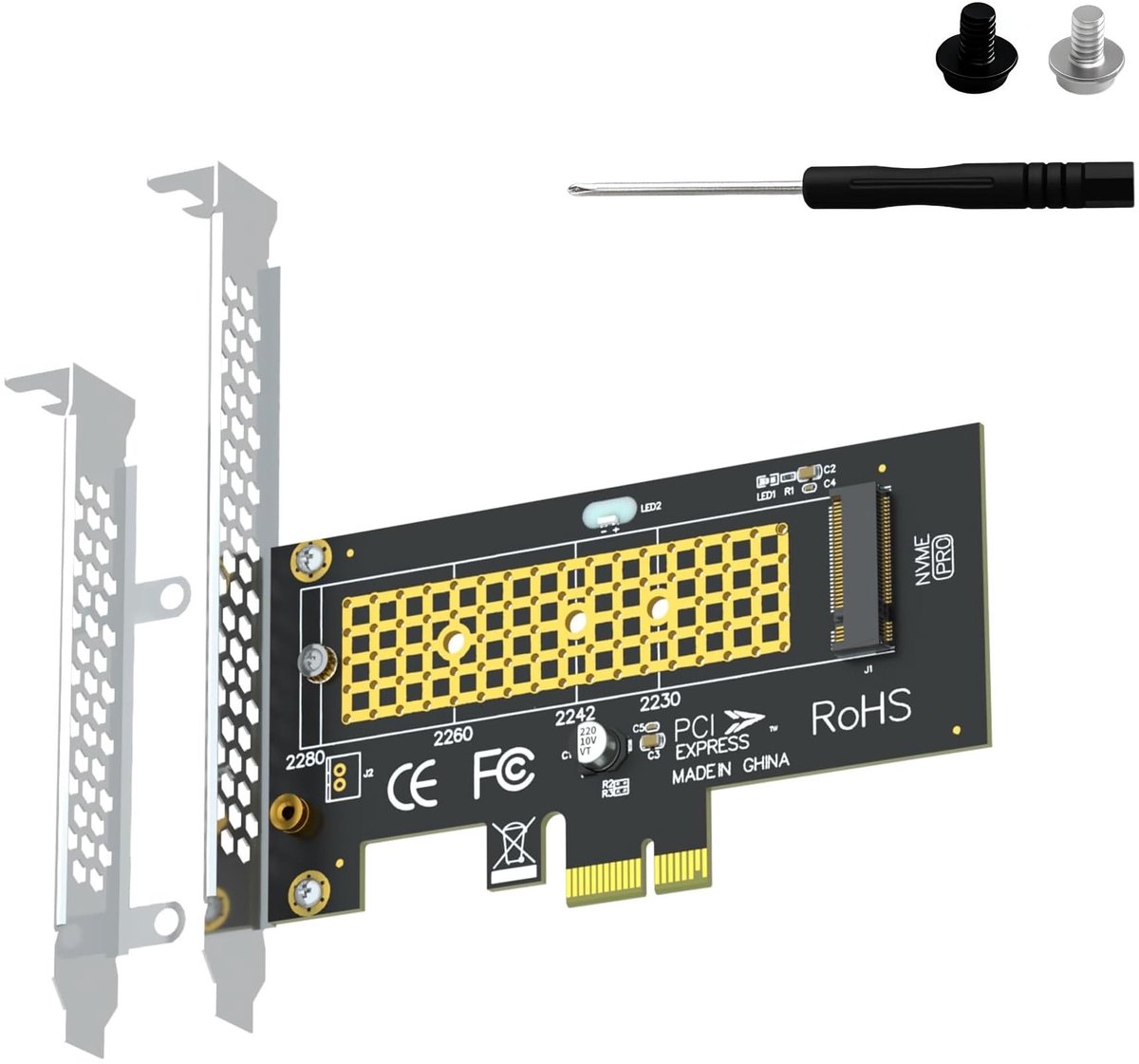 Dailygoods - M.2 NVMe naar PCIe X1 Adapter met Schroevendraaier