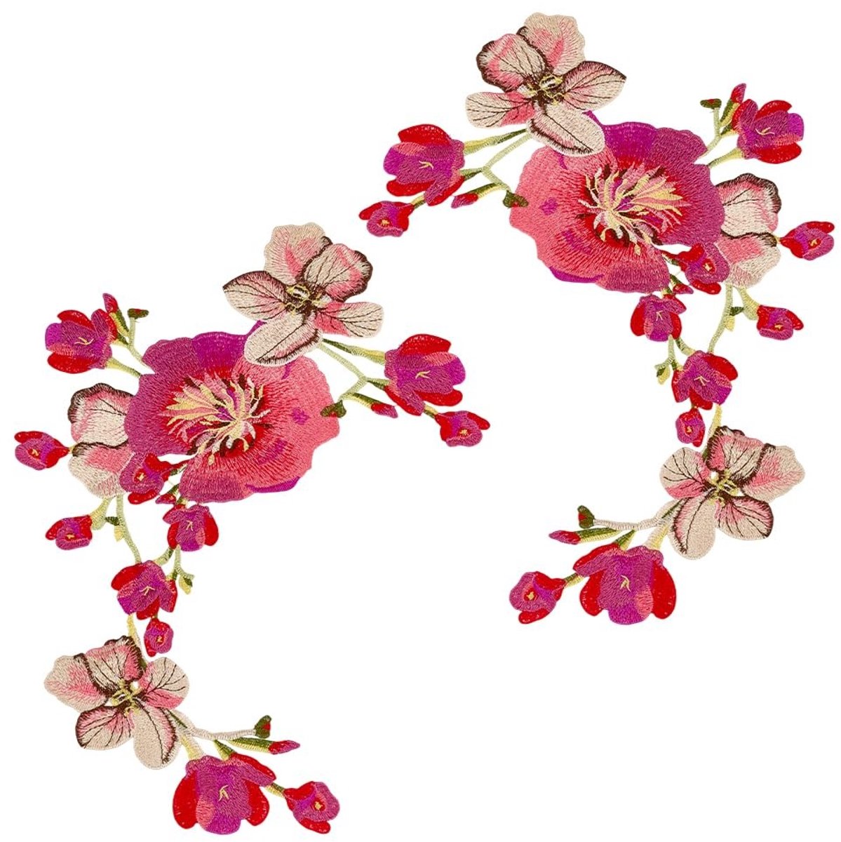 Dailygoods - 2 Stuks Roze Bloemen Borduurpatches voor Stofdecoratie