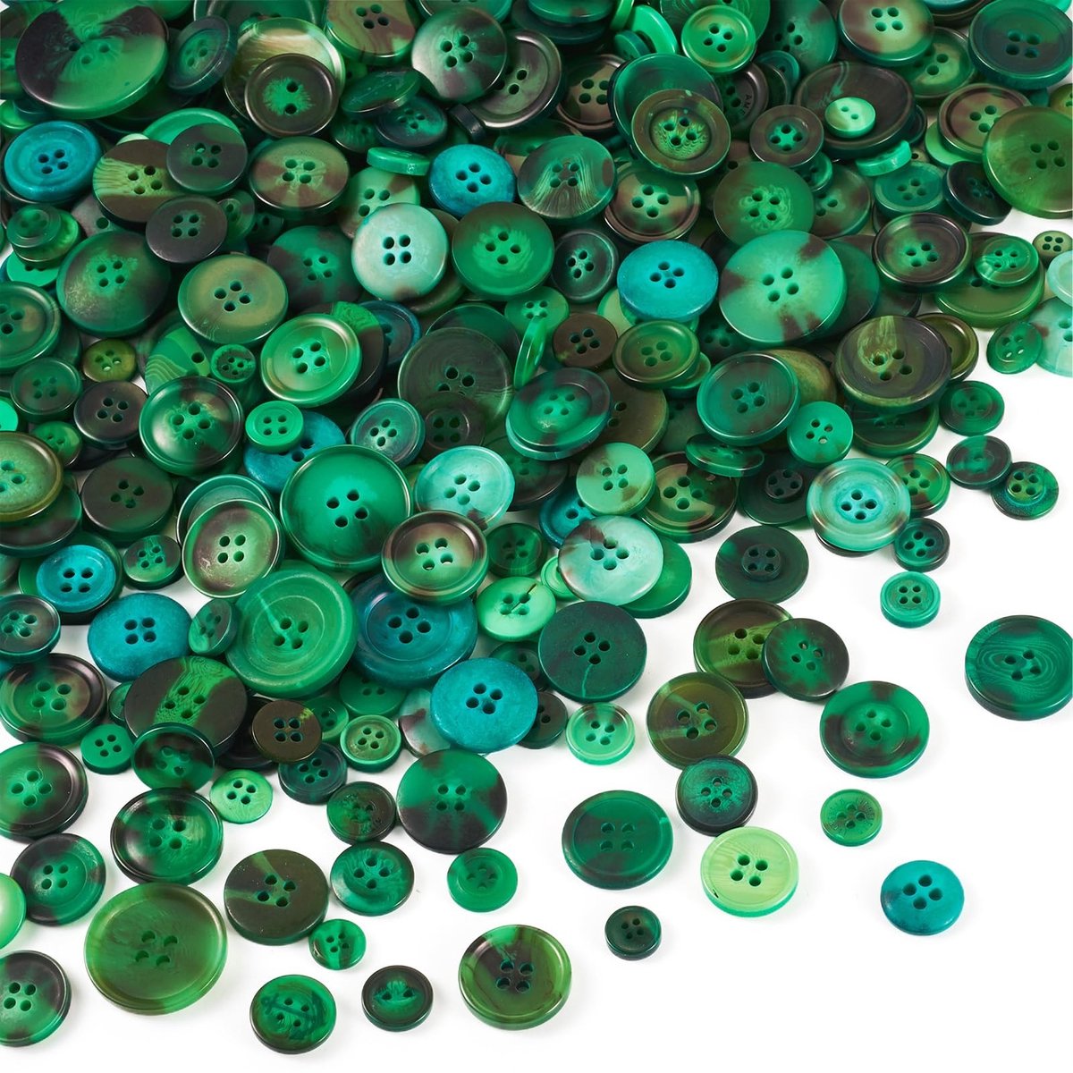 Dailygoods - Set van 400-600 Groene Hars Naaiknoppen 7-25mm voor Creatieve Projecten
