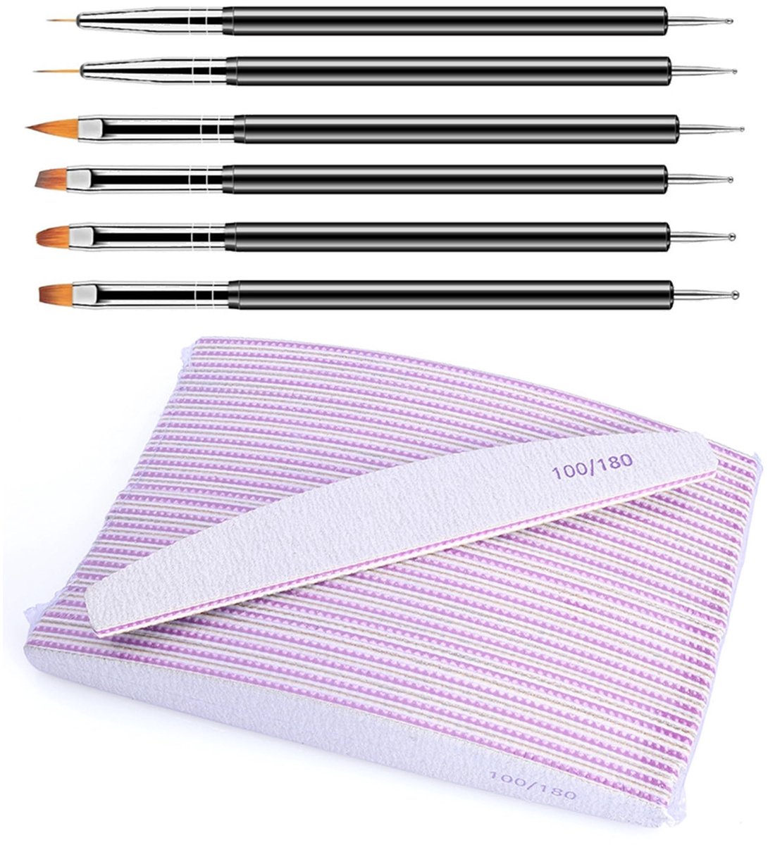 Dailygoods - 10-delige Nagelvijlen Set met Dubbelzijdige Nagelborstels