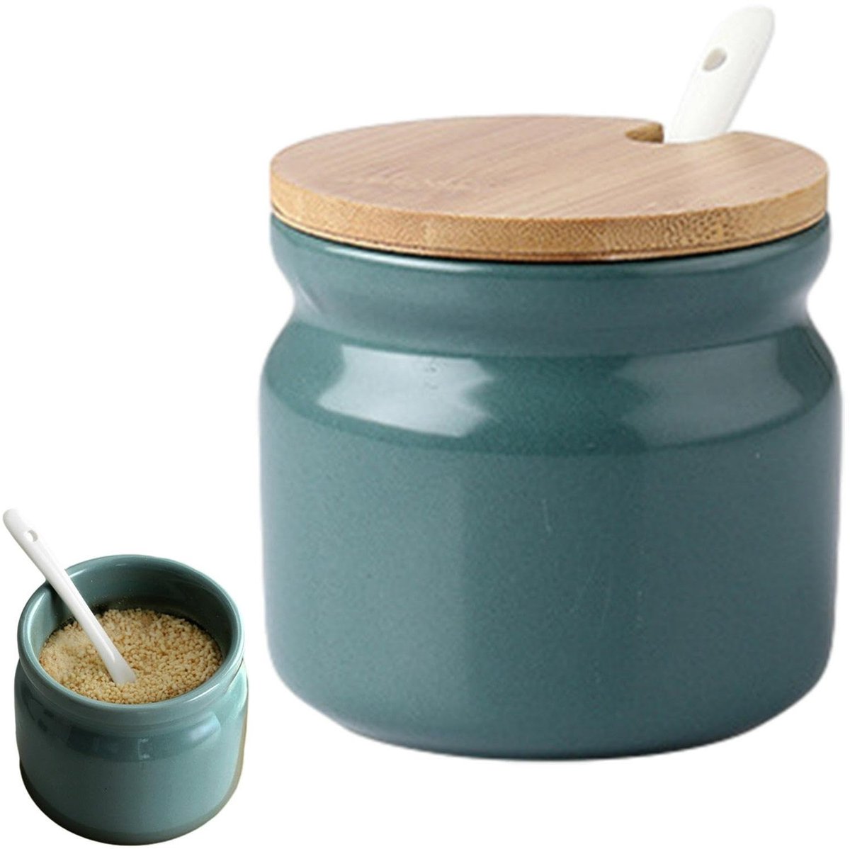 Dailygoods - Keramische Suikerpot met Deksel en Lepel 300 ml