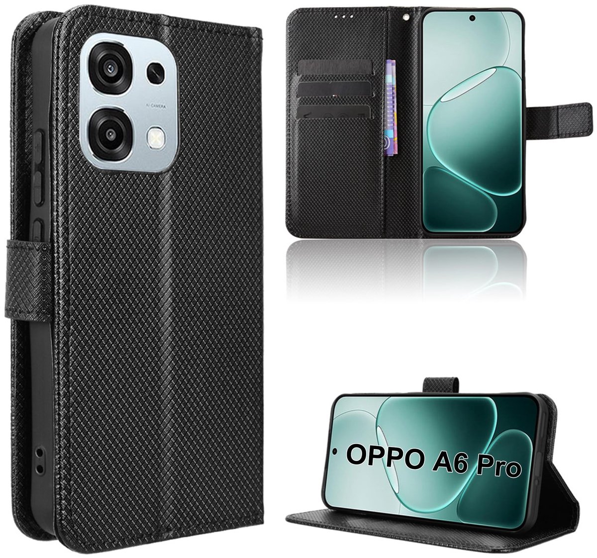 Dailygoods - Klapetui voor Oppo A6 Pro met Kaartenvak en Magneetsluiting