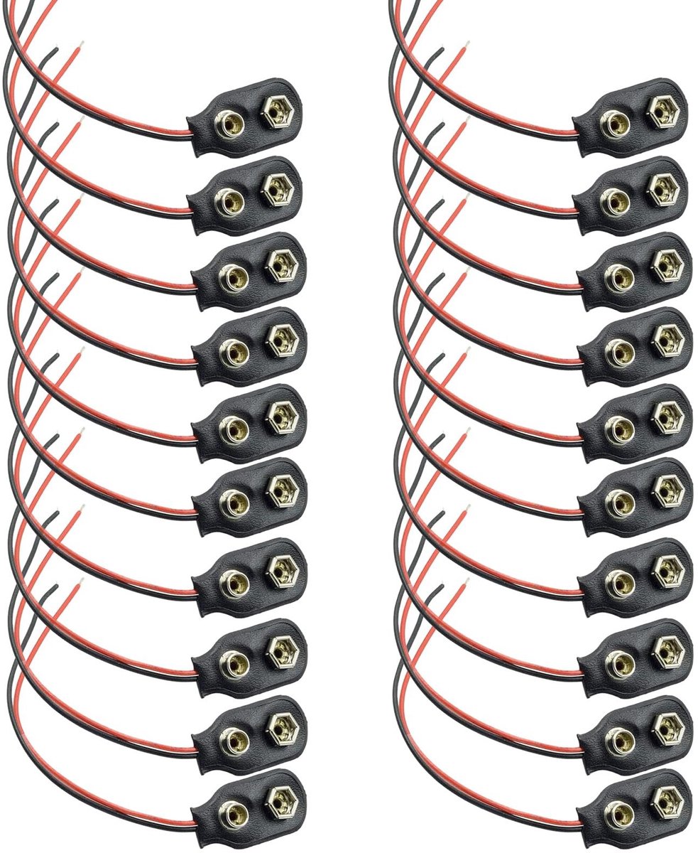 Dailygoods - Set van 20 Aansluitkabels voor 9V Batterijen