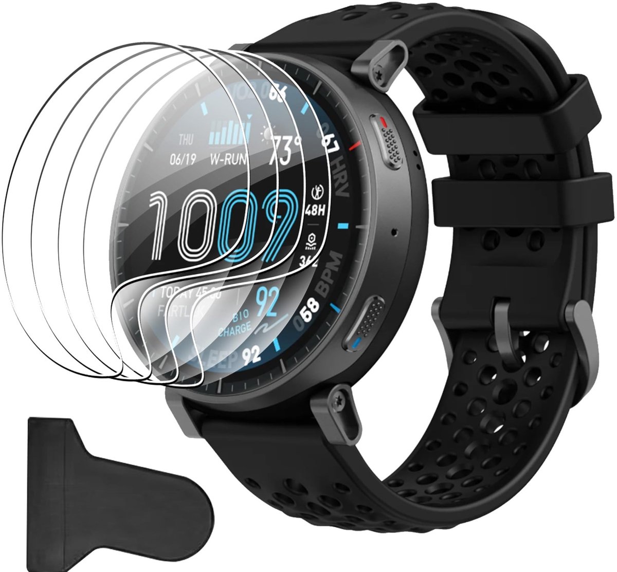 Dailygoods - Beschermfolie voor Amazfit Active Max - Krasbestendig en Duurzaam