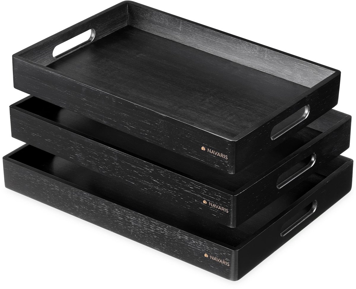 Dailygoods - Set van 3 Bamboe Dienbladen in Diverse Maten
