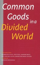 Boek "Common Goods in a Divided World" met rode kaft en witte en gele tekst.