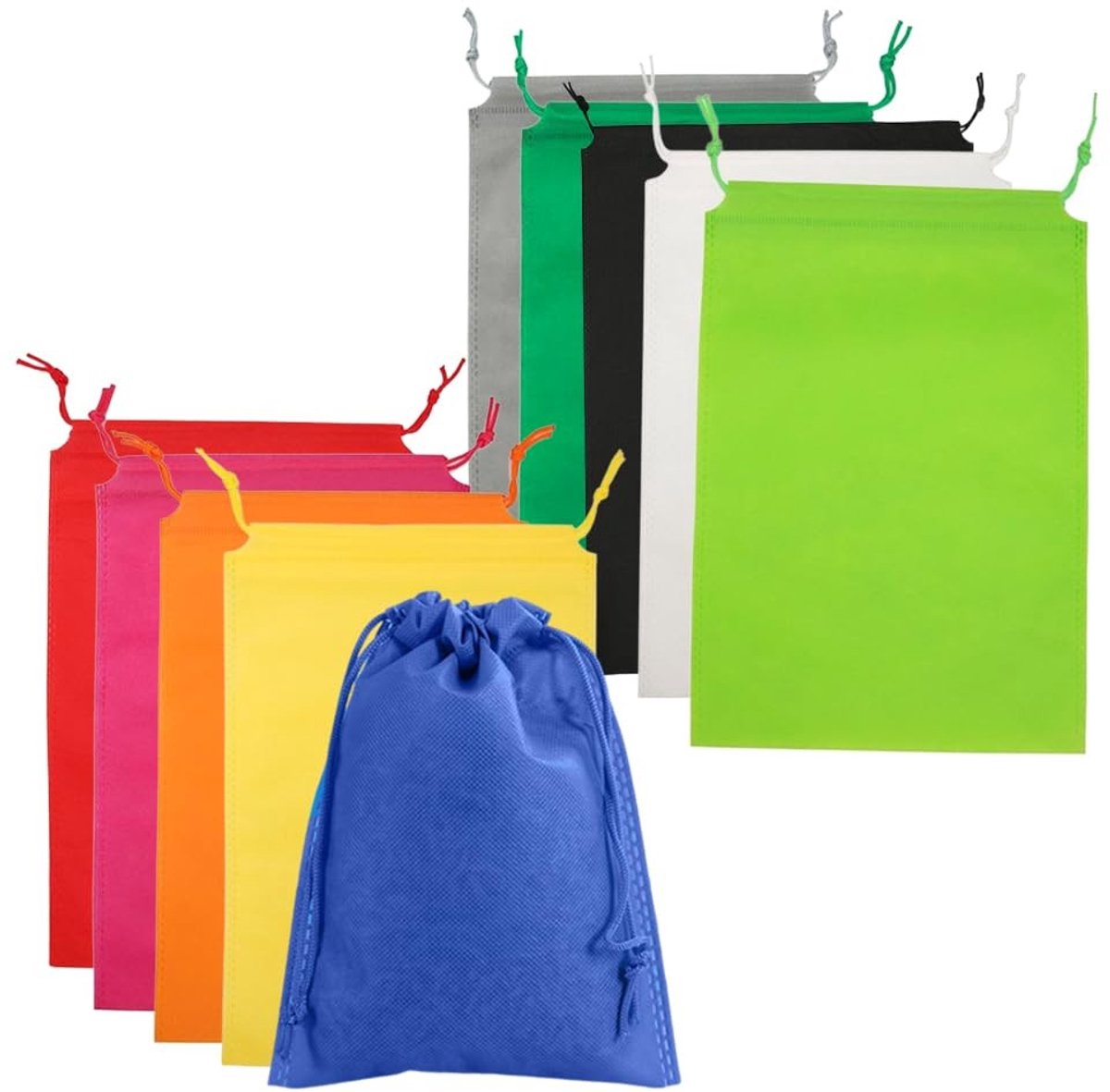 Dailygoods - Set van 10 Waterdichte Opbergtassen met Trekkoord 40 x 30 cm