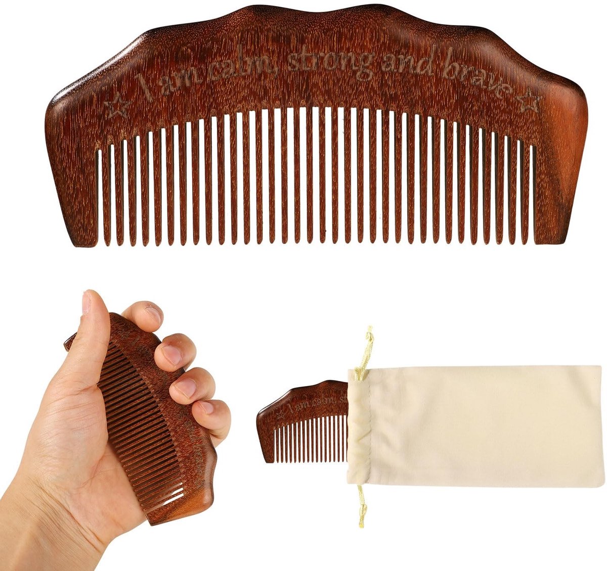 Dailygoods - Houten Bevallingskam met Comfortabele Grip en Draagtas