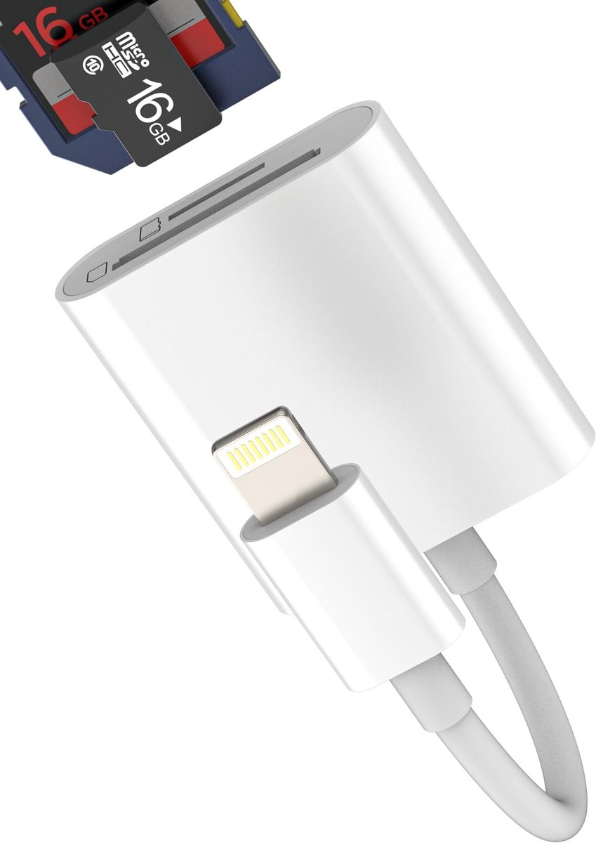 Dailygoods - 2-in-1 Lightning Kaartlezer voor SD en Micro SD voor iPhone en iPad